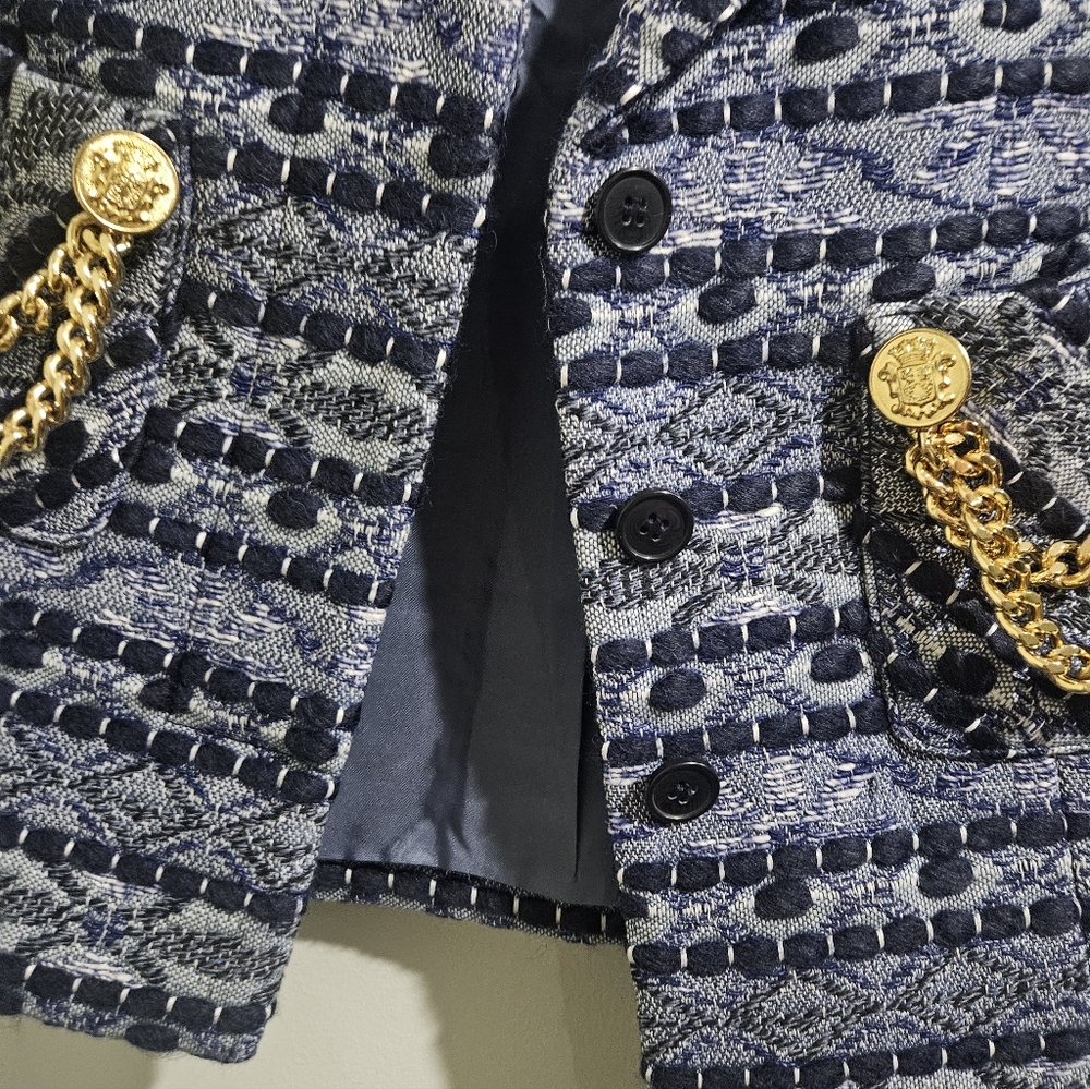 SMYTHE Box Chain Cropped Jacquard Blazer Jacket Tweed $1295 Retail - Picture 13 of 13